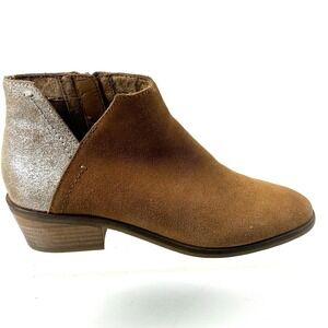 Frye And Co Size 8.5 Caden Cognac Tan Suede Boots Booties Ankle Glitter Heel